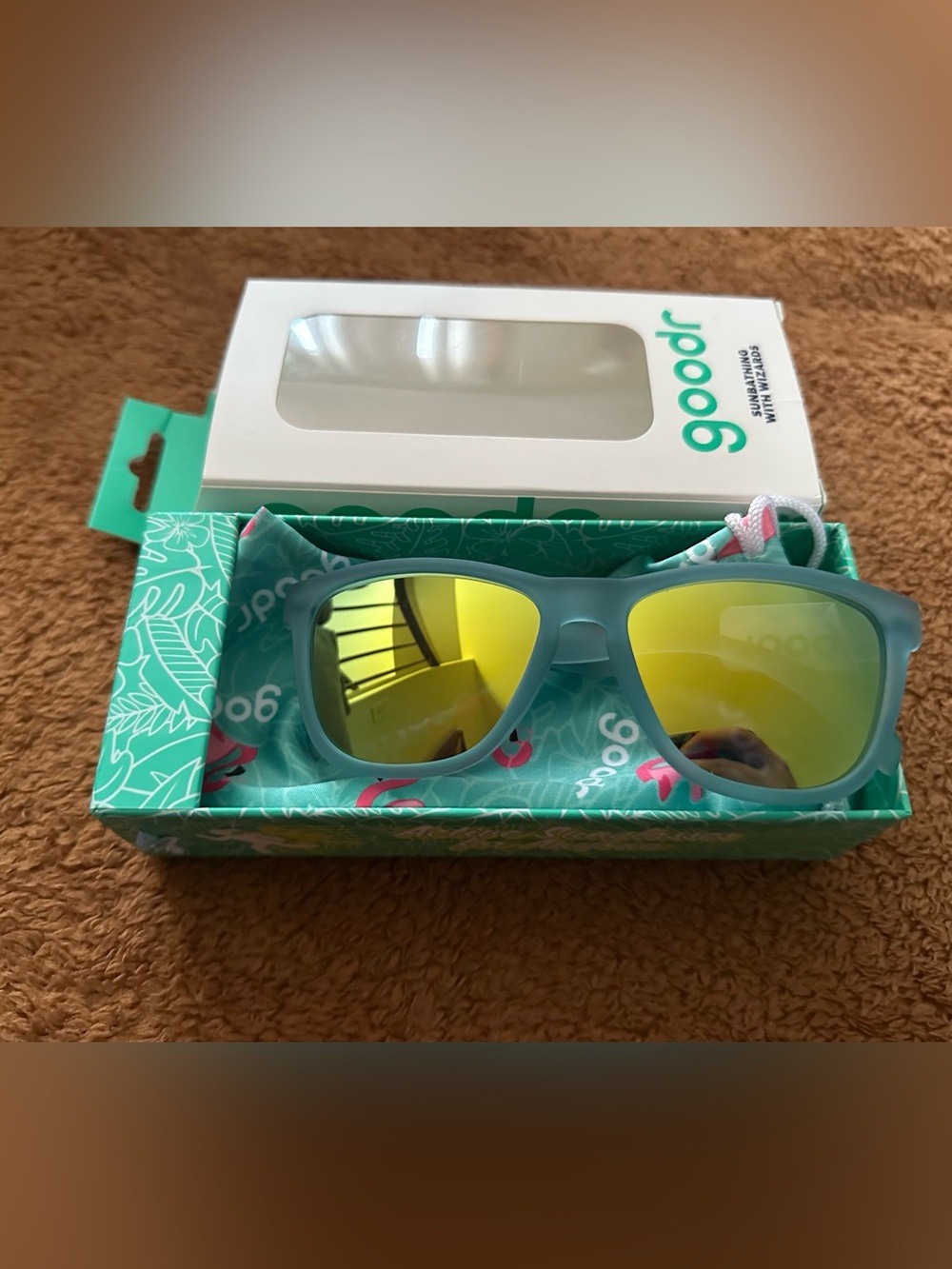 NWT Goodr Teal Frame Mirrored Sunglasses